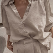 Loose And Comfortable Shirt Long Sleeve Wide-leg Pants Two-piece Set