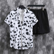 Mikroelastisk lättviktig blomskjortadräkt för män