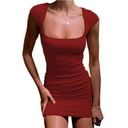 Women's Fashion Square Collar Short Sleeve Dress