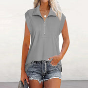 Damtopp med dragkedja och raglanärmar