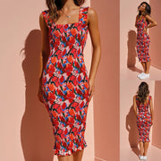 Sexy, enges Kleid im Urlaubsstil mit Rüschen und Falten im europäischen und amerikanischen Stil