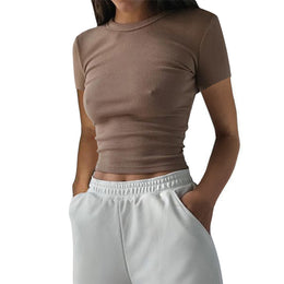 Ripp-T-Shirt im Basic-Stil für Damen