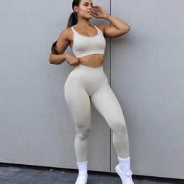 Höstens europeiska och amerikanska yogakläder hög midja Peach Hip sportdräkt