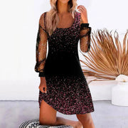 Women's Printed Stitching Mesh Dress