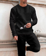 Einfarbiger, digital bedruckter Rundhalspullover mit Hose für Herren