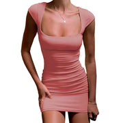 Women's Fashion Square Collar Short Sleeve Dress