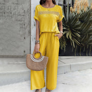 Damen Temperament Freizeit Mode Einfarbig Kurzarm Hosen Anzug