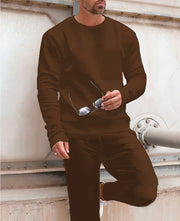 Einfarbiger, digital bedruckter Rundhalspullover mit Hose für Herren