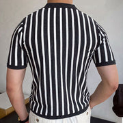 Stickad kortärmad affärspikétröja herr