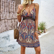 Damenmode Lässiges Sling-Kleid mit Druck
