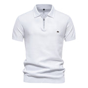 Men's Lapel Knitted Short Sleeve Solid Color Simple