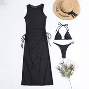 Solskyddande blus Bikini strandkjol Tredelad baddräkt