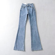 Dammode hög midja Tight elastisk bantning Kärlek mikro utsvängda jeans