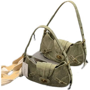 American Retro Army Green Stitching Army Bag