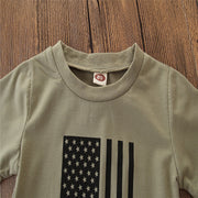 Anzug für kleine Kinder, Sommerkleidung für Herren, Camouflage-Anzug mit Unabhängigkeitstag-Flagge