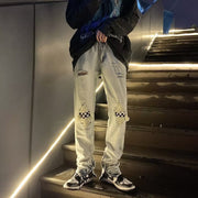 Trendy Ripped Jeans Herren Amerikanischer Stil Retro Washed Distressed