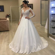 Applikation Langarm Hochzeitskleid Hochzeitskleid Brautkleid