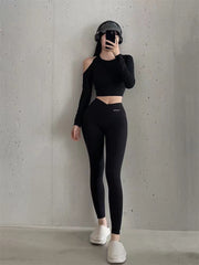 Yogajacka Nude Feel New Rygglös Nylon Sexig Sport Långärmad T-shirt Tight