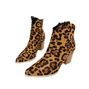 European And American Flat Leopard Print Pointed-toe Side Zip Women's Casual Pumps