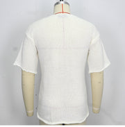 Män Vit V-ringad kortärmad T-shirt