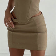 Summer New Solid Color Camisole High Waist Sheath Skirt