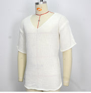 Män Vit V-ringad kortärmad T-shirt