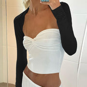 Women's Solid-colored Sun Protection Blouse Cardigan Stretch Bottoming Long Sleeve Short Top