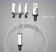 Geflochtenes 3-in-1-Datenkabel mit drei Köpfen