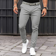 Herrenhose mit enger Tasche und Reißverschluss in reiner Farbe, Business-Casual-Schlankschnitt