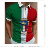 Europäisches und amerikanisches Poloshirt mit 3D-Digitaldruck und Reißverschluss für Herren in Übergröße